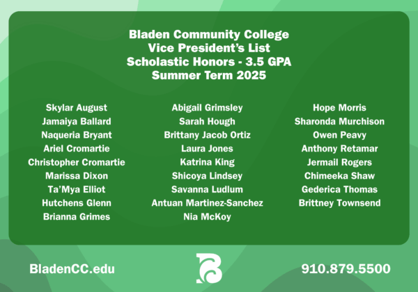 BCC Vice President's List (3.5 GPA) - Summer Term 2025